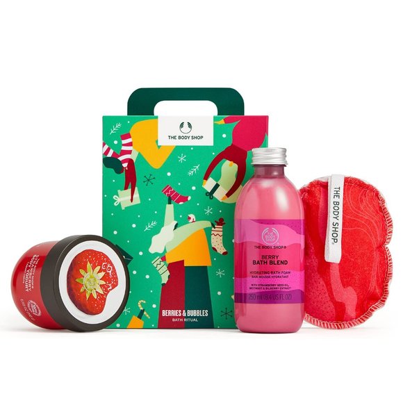 The Body Shop Bath & Body 3pc New The Body Shop Berries Bubbles Bath Ritual Gift Set Special